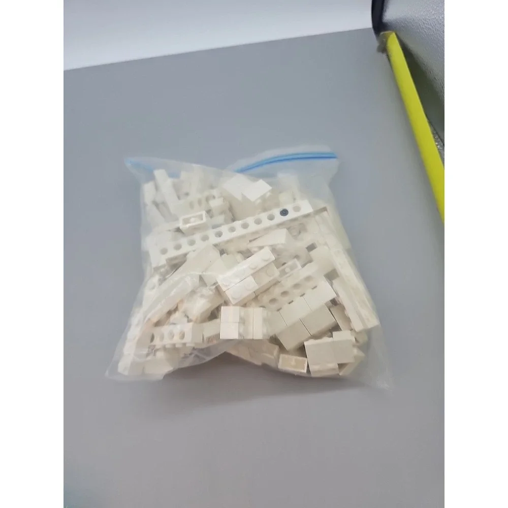 Assorted Lego Lot, Parts, & Pieces, 2 Pound 2 Oz White Red Blue Gray Bags Clean